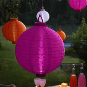 Lampion solarny ogrodowy LED wiszący FESTIVAL różowy