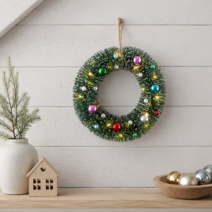 Wianek z dekoracjami i oświetleniem Led DECORINI 20cm na baterie
