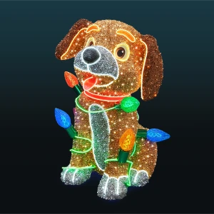 Dekoracja iluminacja wolnostojąca LED Świąteczny Piesek 3D 3,5m wysokości AM-146156