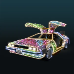 Dekoracja iluminacja wolnostojąca LED DeLorean 3D 1,9m wysokości AM-147088