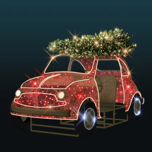 Dekoracja iluminacja wolnostojąca LED Fiat 500 3D 1,7m wysokości AM-147134