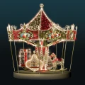 Karuzela z Zabawkami 3D LED – świąteczny fotopunkt z ozdobną karuzelą, dekoracyjnymi siedziskami, koniem na biegunach i efektownym oświetleniem LED do miejskich oraz komercyjnych aranżacji.