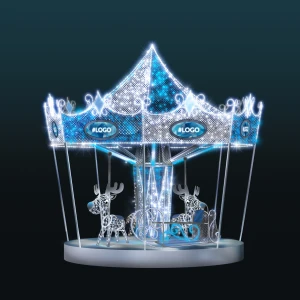 Dekoracja iluminacja wolnostojąca LED Lodowa Karuzela 3D 5,7m wysokości AM-149128