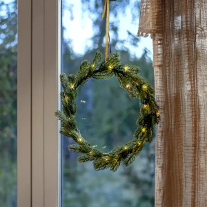 Wianek zielony z oświetleniem Led NEETTY 35cm na baterie