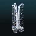 Fontanna 3D LED z dekoracyjnymi bombkami i białym oświetleniem LED. Elegancka dekoracja świąteczna do parków, rynków, deptaków, galerii handlowych, hoteli oraz przestrzeni miejskich i komercyjnych.