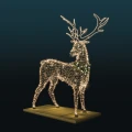 Leśny Renifer 3D LED z ozdobnym wieńcem z igliwia i bombkami, efektownym oświetleniem LED oraz elegancką sylwetką do miejskich iluminacji, galerii handlowych i świątecznych aranżacji.