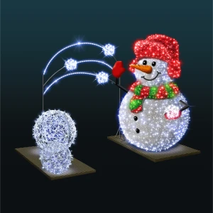 Dekoracja świąteczna iluminacja wolnostojąca LED Bałwanek ze Śnieżkami 3D AM-146016