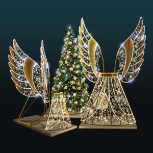 Dekoracja świąteczna iluminacja LED Kompozycja z Aniołami 3D 2,7m wysokości AM-155156