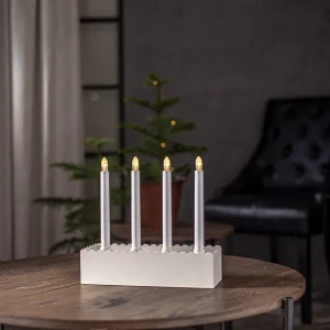 Świecznik metalowy kremowy ADVENT na baterie