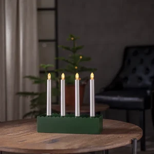 Świecznik metalowy zielony ADVENT na baterie