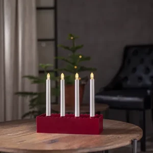 Świecznik metalowy czerwony ADVENT na baterie