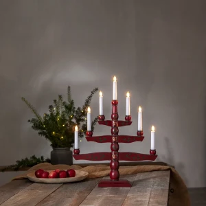 Świecznik adwentowy drewniany czerwony TRADITION