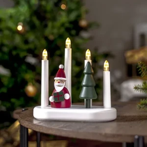 Świecznik drewniany kolorowy SANTA na baterie