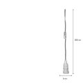 Przewód zasilający do lampy o długości 500 cm, z przezroczystym włącznikiem i białą oprawką o szerokości 6 cm, przedstawiony na schemacie wymiarowym.