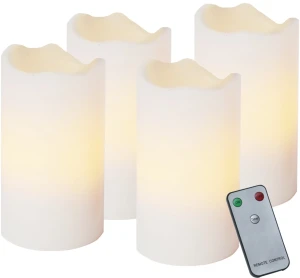 Zestaw 4x świeca LED woskowa ADVENT Biała 10cm z pilotem Outlet