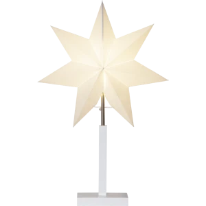 Gwiazda stojąca biała KARO 52cm wysokości drewniana podstawa wymienne żarówki LED E14 Outlet