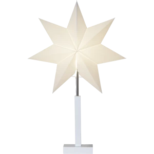 Gwiazda stojąca biała KARO 70cm wysokości drewniana podstawa wymienne żarówki LED E14 Outlet