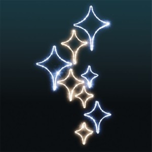 Dekoracja Latarniowa iluminacja LED Kompozycja Gwiazd 2D  2,2m wysokości AM-100264