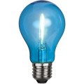 Żarówka LED A60 Filament z niebieską szklaną bańką i gwintem E27, dekoracyjne źródło światła do aranżacji świetlnych.