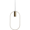 Lampa wisząca SHAPE z mosiężną oprawką E27 i dużą podłużną ramą o zaokrąglonych narożnikach.