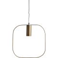 Lampa wisząca SHAPE z mosiężną oprawką E27 i szeroką kwadratową ramą o zaokrąglonych narożnikach.