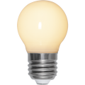 Żarówka LED E14 mleczna z ciepłym światłem, kompaktowy kształt mini, delikatne i równomierne rozproszenie światła.
