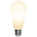 Żarówka LED E27 dekoracyjna świecąca ciepłym światłem, matowa powierzchnia, nowoczesny wydłużony kształt do wnętrz.