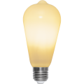 Żarówka LED E27 mleczna, ciepła barwa światła, designerski kształt typu ST, równomierne rozproszenie światła.