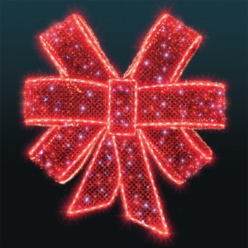 Iluminacja elewacyjna LED 3D AM-138004 Czerwona Kokarda, dekoracja świetlna na elewacje.
