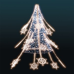 Dekoracja Latarniowa iluminacja LED Choinka ze Śnieżynkami 3D 3,2m wysokości  AM-130039