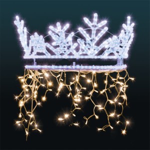 Dekoracja Latarniowa iluminacja LED Korona ze Śnieżynkami 3D 1,35m wysokości AM-130072