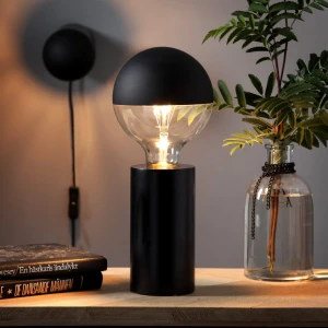 Lampa stołowa drewniana TUB E27 czarny