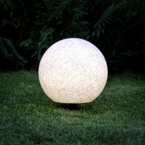 Dekoracja ogrodowa podświetlany okrągły Kamień 40 cm IP65