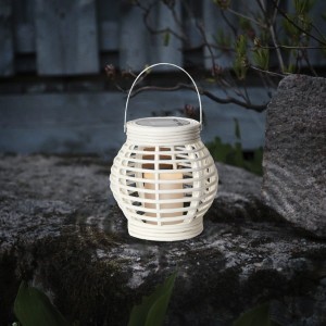 Lampion solarny ogrodowy LED ROTANG biały