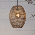 Wiszący klosz z rattanu syntetycznego E27 o wysokości 30 cm, elegancki design w stylu skandynawskim i rustykalnym, do ogrodu i wnętrz.