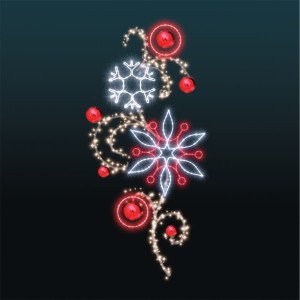 Dekoracja latarniowa iluminacja LED Śnieżynki z Ornamentem 2D 2,5m wysokości AM-130080