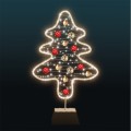 Iluminacja Choinka 2D z Bombkami – kompaktowa dekoracja świąteczna LED o wysokości 125 cm, ozdobiona kolorowymi bombkami i świetlnymi liniami, idealna do mniejszych przestrzeni miejskich i wnętrz komercyjnych.
