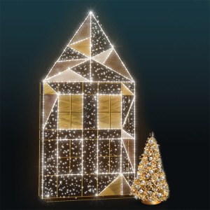 Dekoracja iluminacja wolnostojąca LED Domek 2D 4,5m wysokości AM-149005