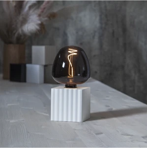 Lampa stołowa drewniana BOX biały E27