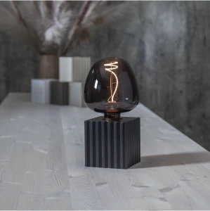 Lampa stołowa drewniana BOX E27 czarny
