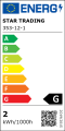 Etykieta energetyczna UE dla żarówki LED Star Trading 353-12-1, klasa energetyczna G, zużycie 2 kWh na 1000 godzin.