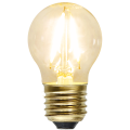 Żarówka LED G45 o mocy 1,5W z serii Soft Glow. Ciepła barwa światła 2100k.