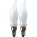 Zestaw 2x żarówka LED E14 płomyk, matowy biały klosz w kształcie świecy, klasyczne oświetlenie dekoracyjne do świeczników i lamp.