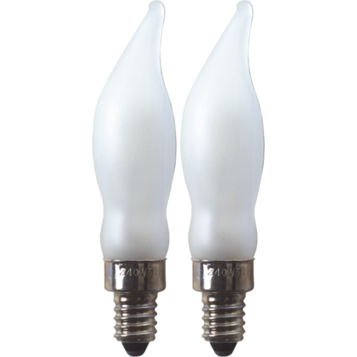 Zestaw 2x żarówka LED E14 płomyk, matowy biały klosz w kształcie świecy, klasyczne oświetlenie dekoracyjne do świeczników i lamp.