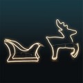 Świąteczna dekoracja neon LED z motywem renifera i sań, zaprezentowana na ciemnym tle. Ciepłe światło równomiernie obrysowuje formy, tworząc spokojny i elegancki efekt wizualny.