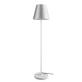 Lampa stojąca SWAP LED 150 cm w kolorze srebrnym z okrągłą podstawą, kloszem i oprawką E27.