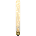 Żarówka LED E27 T30 z dekoracyjnym spiralnym filamentem, widok produktu na białym tle.