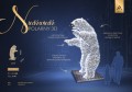 Infografika Niedźwiedzia Polarnego 3D LED z opisem cech – artystyczna forma konstrukcji, strukturalne wykończenie rombowe i animacja świetlna z efektem płynącej wody.