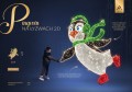 Infografika iluminacji LED Pingwin na Łyżwach 2D – dekoracja świetlna o wysokości 2,4 m i szerokości 2,1 m, pingwin w zielonym szaliku i na czerwonych łyżwach, setki punktów LED tworzących efekt skrzącego śniegu.