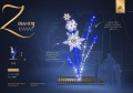 Infografika dekoracji LED Zimowy Kwiat 2D – wysokość 3,7 m, szerokość 1,65 m, 1510 punktów LED, moc 68 W, artystyczna forma z migoczącymi diodami.